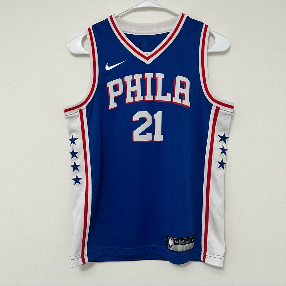 Nike Youth Philadelphia 76ers Joel Embiid #21 Blue Swingman Icon Jersey Medium